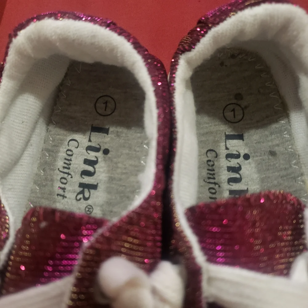 Burgundy Girls Sparkly Canvas Shoes